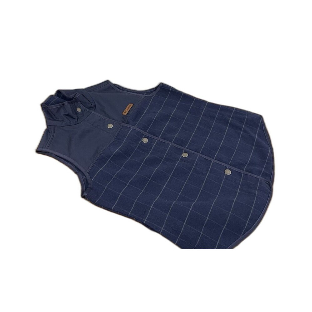 COLUMBIA Alpine Canvas Flannel Fleece Vest Women's M Snap Button Outdoor Navy